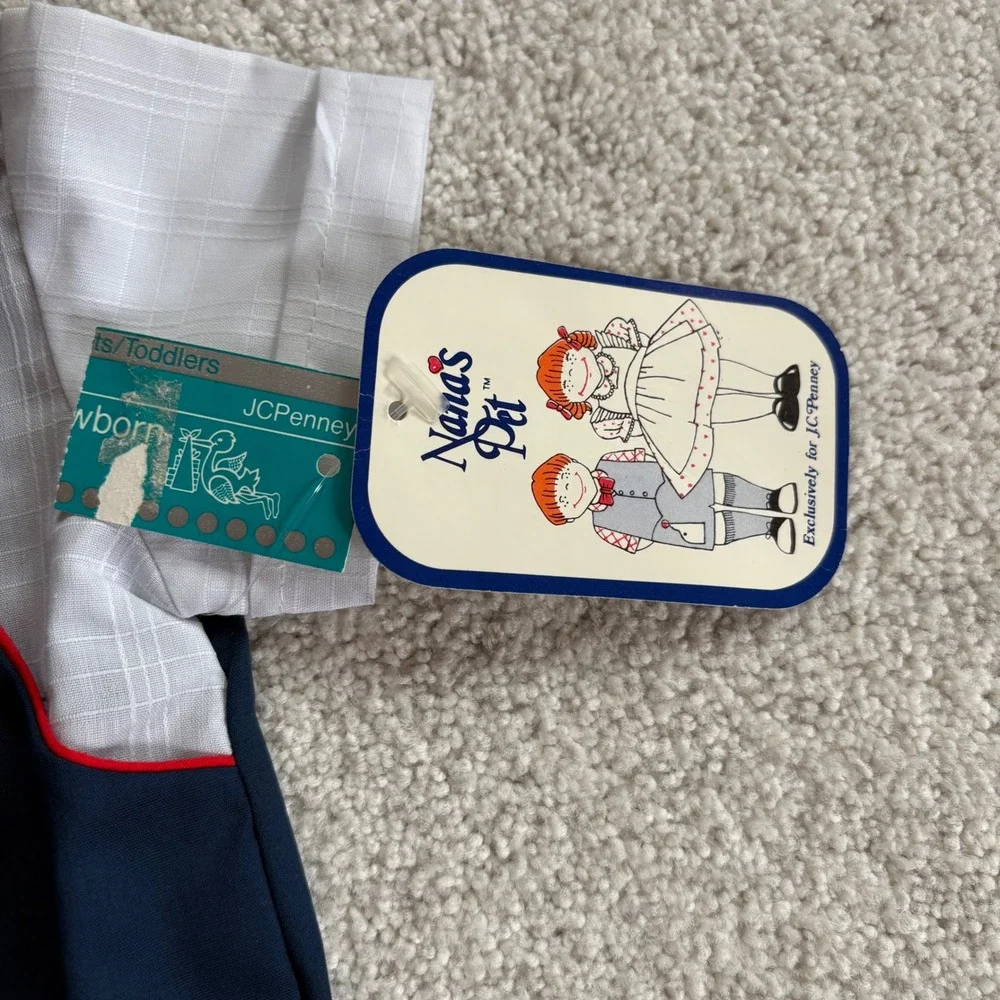 Nana's Pet Romper Baby Boy Size 0 Navy Blue White VTG NWT Mouse Cuckoo Clock 80s